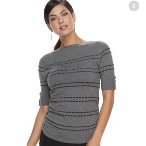 NWT!! Apt 9 Side Ruched Shadow Stripe Sweater Top